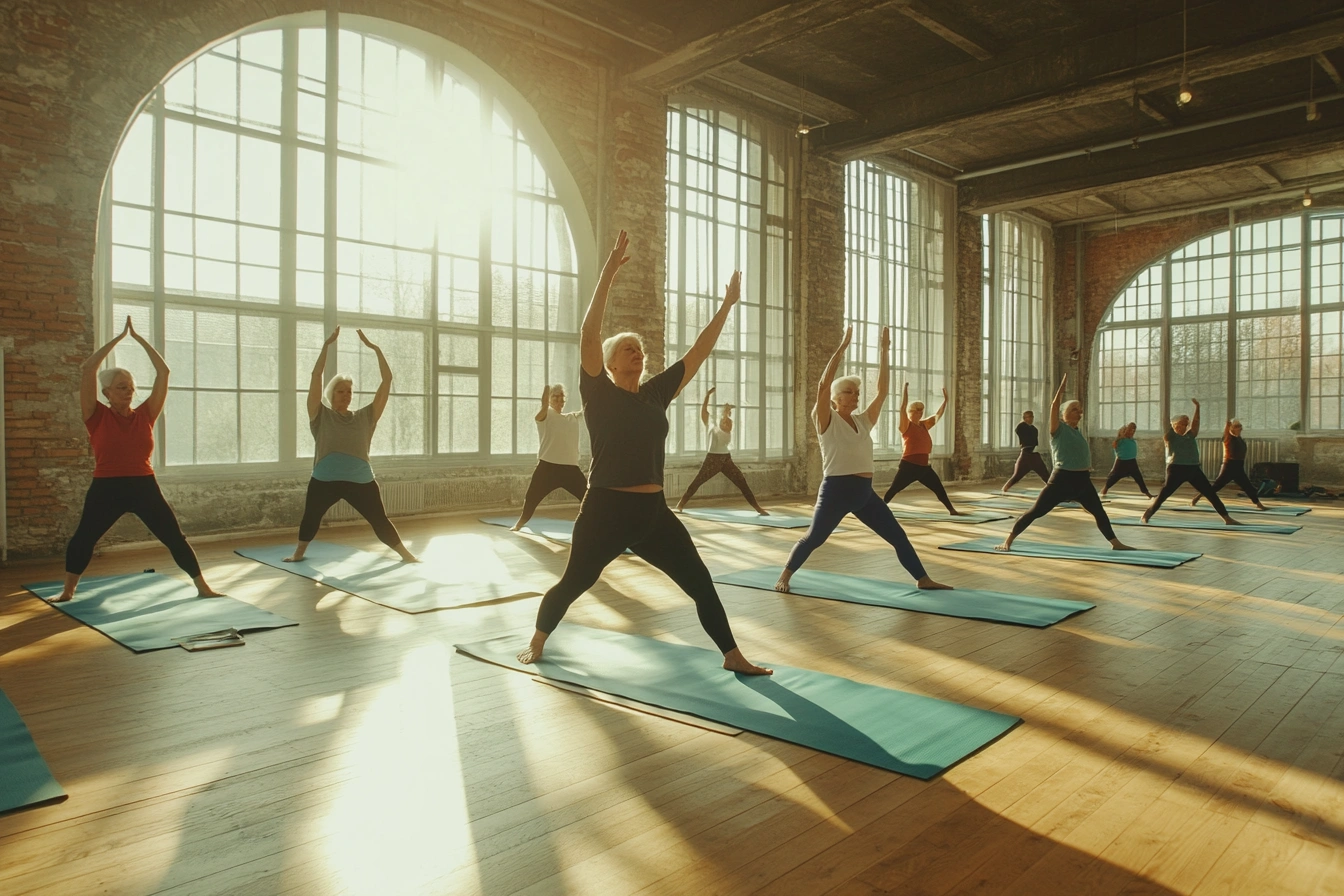 Групове заняття з йоги для активних пенсіонерів