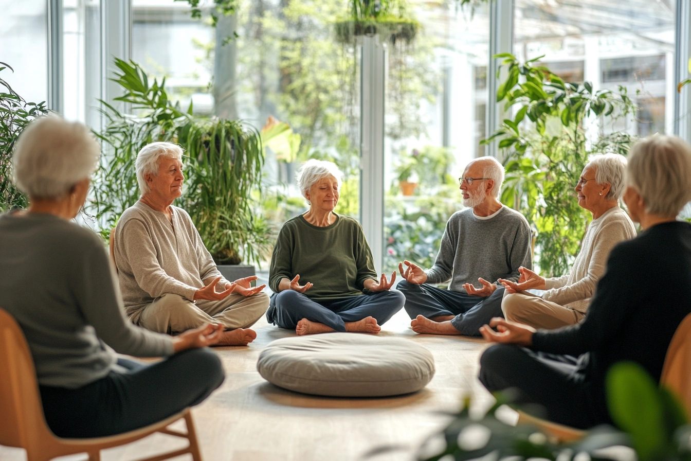 Медитація в групі під керівництвом інструктора
